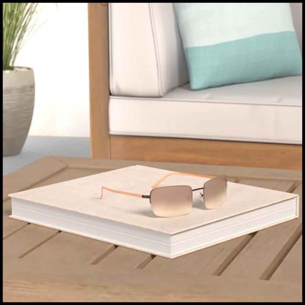 Minimalist Semi-Rimless Rectangular Sunglasses Po… - image 2